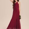 Junior Bridesmaid Dresses | A-line V-Neck Floor-Length Chiffon Junior Bridesmaid Dress Burgundy – Girls