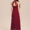 Junior Bridesmaid Dresses | A-line V-Neck Floor-Length Chiffon Junior Bridesmaid Dress Burgundy – Girls