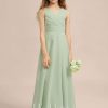 Junior Bridesmaid Dresses | A-line V-Neck Floor-Length Chiffon Junior Bridesmaid Dress Celadon – Girls