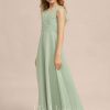 Junior Bridesmaid Dresses | A-line V-Neck Floor-Length Chiffon Junior Bridesmaid Dress Celadon – Girls