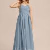 Junior Bridesmaid Dresses | A-line V-Neck Floor-Length Chiffon Junior Bridesmaid Dress Dusty Blue – Girls