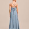 Junior Bridesmaid Dresses | A-line V-Neck Floor-Length Chiffon Junior Bridesmaid Dress Dusty Blue – Girls