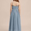 Junior Bridesmaid Dresses | A-line V-Neck Floor-Length Chiffon Junior Bridesmaid Dress Dusty Blue – Girls