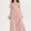 Junior Bridesmaid Dresses | A-line V-Neck Floor-Length Chiffon Junior Bridesmaid Dress Dusty Rose – Girls