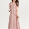 Junior Bridesmaid Dresses | A-line V-Neck Floor-Length Chiffon Junior Bridesmaid Dress Dusty Rose – Girls