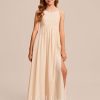 Junior Bridesmaid Dresses | A-line V-Neck Floor-Length Chiffon Junior Bridesmaid Dress Pearl Pink – Girls