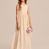 Junior Bridesmaid Dresses | A-line V-Neck Floor-Length Chiffon Junior Bridesmaid Dress Pearl Pink – Girls