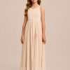 Junior Bridesmaid Dresses | A-line V-Neck Floor-Length Chiffon Junior Bridesmaid Dress Pearl Pink – Girls