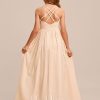 Junior Bridesmaid Dresses | A-line V-Neck Floor-Length Chiffon Junior Bridesmaid Dress Pearl Pink – Girls