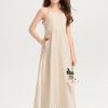 Junior Bridesmaid Dresses | A-line V-Neck Floor-Length Satin Junior Bridesmaid Dress As Picture – Girls