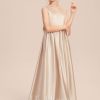 Junior Bridesmaid Dresses | A-line V-Neck Floor-Length Satin Junior Bridesmaid Dress With Bow As Picture – Girls