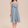 Junior Bridesmaid Dresses | A-line V-Neck Knee-Length Chiffon Junior Bridesmaid Dress Dusty Blue – Girls