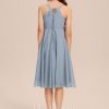 Junior Bridesmaid Dresses | A-line V-Neck Knee-Length Chiffon Junior Bridesmaid Dress Dusty Blue – Girls