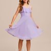 Junior Bridesmaid Dresses | A-line V-Neck Knee-Length Chiffon Junior Bridesmaid Dress Lilac – Girls