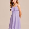 Junior Bridesmaid Dresses | A-line V-Neck Knee-Length Chiffon Junior Bridesmaid Dress Lilac – Girls