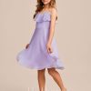 Junior Bridesmaid Dresses | A-line V-Neck Knee-Length Chiffon Junior Bridesmaid Dress Lilac – Girls