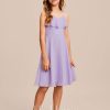 Junior Bridesmaid Dresses | A-line V-Neck Knee-Length Chiffon Junior Bridesmaid Dress Lilac – Girls