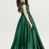 Junior Bridesmaid Dresses | Ball-Gown/Princess Scoop Floor-Length Satin Lace Junior Bridesmaid Dress With Bow Dark Green – Girls