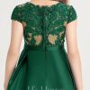 Junior Bridesmaid Dresses | Ball-Gown/Princess Scoop Floor-Length Satin Lace Junior Bridesmaid Dress With Bow Dark Green – Girls