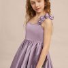 Junior Bridesmaid Dresses | Ball-Gown/Princess Sweetheart Asymmetrical Satin Junior Bridesmaid Dress With Flower Wisteria – Girls