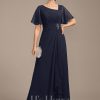 Mother of the Bride Dresses | A-line Asymmetrical Floor-Length Chiffon Mother of the Bride Dress With Pleated Sequins Beading As Picture – Womens