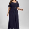 Mother of the Bride Dresses | A-line Asymmetrical Floor-Length Chiffon Mother of the Bride Dress With Pleated Sequins Beading As Picture – Womens