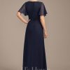 Mother of the Bride Dresses | A-line Asymmetrical Floor-Length Chiffon Mother of the Bride Dress With Pleated Sequins Beading As Picture – Womens