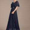 Mother of the Bride Dresses | A-line Asymmetrical Floor-Length Chiffon Mother of the Bride Dress With Pleated Sequins Beading As Picture – Womens