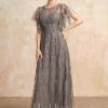 Mother of the Bride Dresses | A-line Illusion Scoop Floor-Length Lace Mother of the Bride Dress With Sequins As Picture – Womens