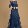 Mother of the Bride Dresses | A-line Illusion Scoop Floor-Length Lace Mother of the Bride Dress With Sequins Navy Blue – Womens