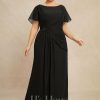 Mother of the Bride Dresses | A-line Scoop Ankle-Length Chiffon Mother of the Bride Dress With Beading Pleated Black – Womens