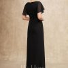 Mother of the Bride Dresses | A-line Scoop Ankle-Length Chiffon Mother of the Bride Dress With Beading Pleated Black – Womens