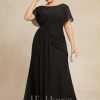 Mother of the Bride Dresses | A-line Scoop Ankle-Length Chiffon Mother of the Bride Dress With Beading Pleated Black – Womens