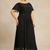 Mother of the Bride Dresses | A-line Scoop Ankle-Length Chiffon Mother of the Bride Dress With Beading Pleated Black – Womens