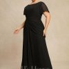 Mother of the Bride Dresses | A-line Scoop Ankle-Length Chiffon Mother of the Bride Dress With Beading Pleated Black – Womens