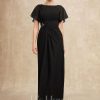 Mother of the Bride Dresses | A-line Scoop Ankle-Length Chiffon Mother of the Bride Dress With Beading Pleated Black – Womens