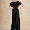 Mother of the Bride Dresses | A-line Scoop Ankle-Length Chiffon Mother of the Bride Dress With Beading Pleated Black – Womens