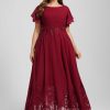 Mother of the Bride Dresses | A-line Scoop Ankle-Length Lace Chiffon Mother of the Bride Dress With Sequins Burgundy – Womens