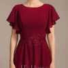 Mother of the Bride Dresses | A-line Scoop Ankle-Length Lace Chiffon Mother of the Bride Dress With Sequins Burgundy – Womens