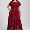 Mother of the Bride Dresses | A-line Scoop Ankle-Length Lace Chiffon Mother of the Bride Dress With Sequins Burgundy – Womens