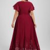 Mother of the Bride Dresses | A-line Scoop Ankle-Length Lace Chiffon Mother of the Bride Dress With Sequins Burgundy – Womens