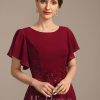 Mother of the Bride Dresses | A-line Scoop Ankle-Length Lace Chiffon Mother of the Bride Dress With Sequins Burgundy – Womens