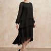 Mother of the Bride Dresses | A-line Scoop Asymmetrical Chiffon Mother of the Bride Dress With Beading Black – Womens