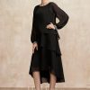 Mother of the Bride Dresses | A-line Scoop Asymmetrical Chiffon Mother of the Bride Dress With Beading Black – Womens