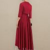 Mother of the Bride Dresses | A-line Scoop Asymmetrical Satin Lace Mother of the Bride Dress With Sequins Burgundy – Womens