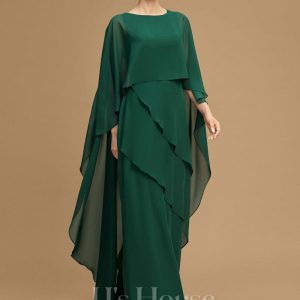 Mother of the Bride Dresses | A-line Scoop Floor-Length Chiffon Mother of the Bride Dress Dark Green – Womens