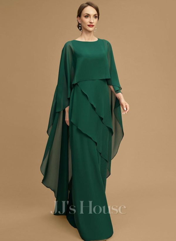 Mother of the Bride Dresses | A-line Scoop Floor-Length Chiffon Mother of the Bride Dress Dark Green – Womens