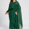 Mother of the Bride Dresses | A-line Scoop Floor-Length Chiffon Mother of the Bride Dress Dark Green – Womens