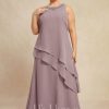 Mother of the Bride Dresses | A-line Scoop Floor-Length Chiffon Mother of the Bride Dress With Beading Dusk – Womens