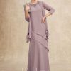 Mother of the Bride Dresses | A-line Scoop Floor-Length Chiffon Mother of the Bride Dress With Beading Dusk – Womens